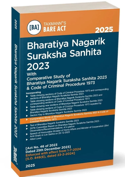 Taxmann's Bharatiya Nagarik Suraksha Sanhita (BNSS) 2023 – Comprehensive Legal Resource ft. Bare Act | Comparative Study of BNSS & CrPC | Section-wise Tables | Section/Alphabetical Key | Subject Index