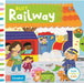 Children's book cover titled 'Busy Railway' with colorful illustrations of a train and children.
