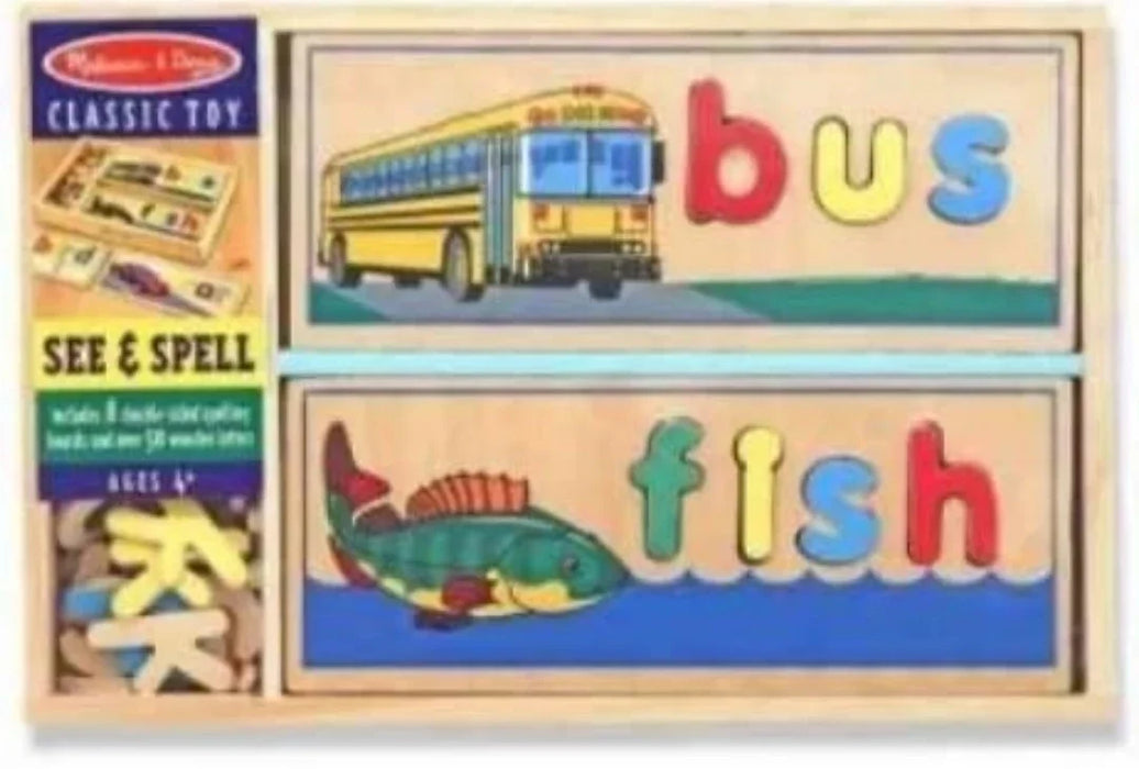 Kids See & Spell Learning Toy (Developmental Toys, Wooden Case, Develops Vocabulary And Spelling Skills, 50+ Wooden Pieces)