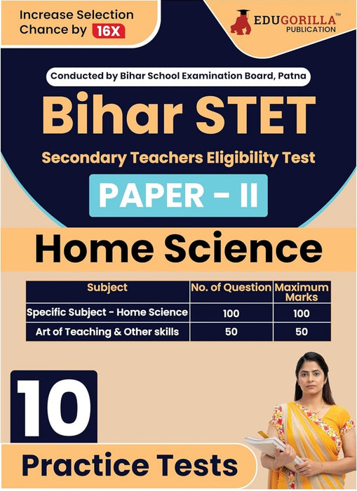 Book cover of Bihar STET Secondary Teachers Eligibility Test Paper II for Home Science with educational branding.