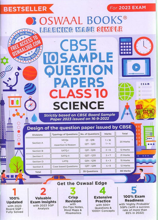 OSWAL CBSE SAMPLE QUESTION PAPERS CLASS 10 SCIENCE BOOK FOR 2023 BOARD EXAM ( BASED ON CBSE SAMPLE PAPER RELEASED ON 16TH SEPTEMBER) [Paperback] OSWAL BOOKS
