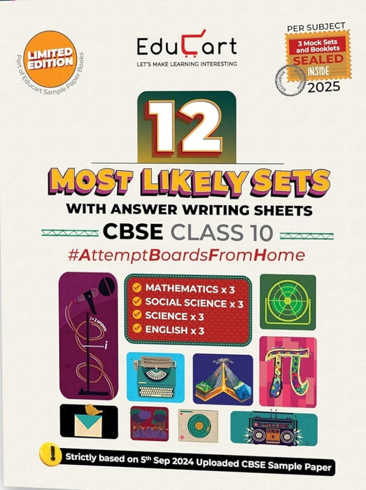 Educart CBSE Class 10 Most Likely Sets of Sample Papers - Science, Maths Standard, Social Science & English