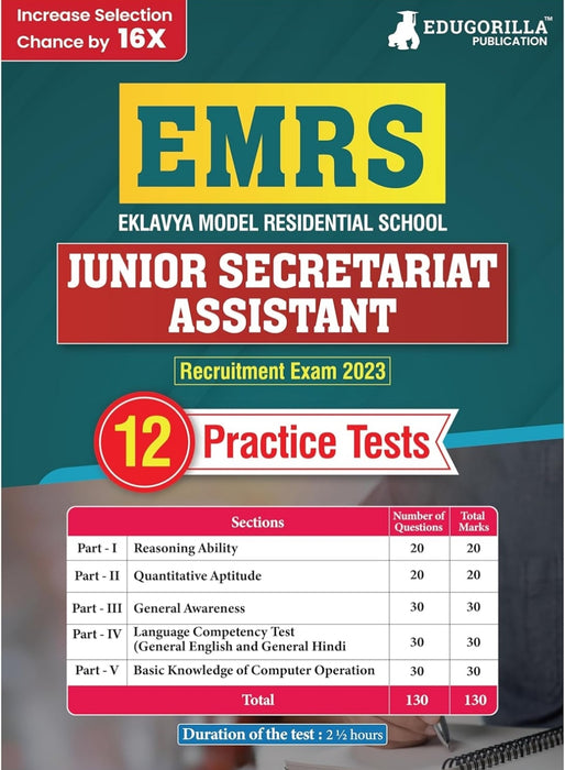 EMRS Junior Secretariat Assistant Recruitment Exam Book 2024 (English Edition) - Eklavya Model Residential School - 12 Practice Tests (1500+ Solved MCQ) with Free Access To Online Tests