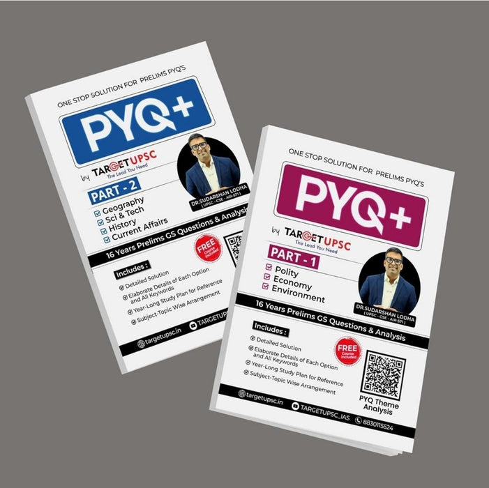 Target UPSC PYQ+ - 16 Years Prelims GS Questions & Analysis - Part 1 & 2 - Combo Set of 2 Book - Includes Free Course - Latest 2024-25 Edition