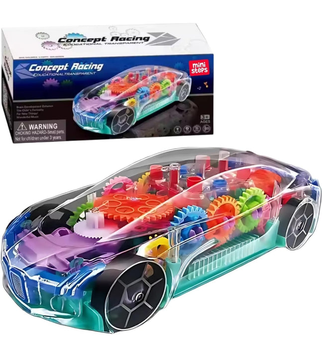 Baby Car Toy with Lights & Music – 360° Rotating Mechanical Gear Simulation Car for Kids, Boys & Girls