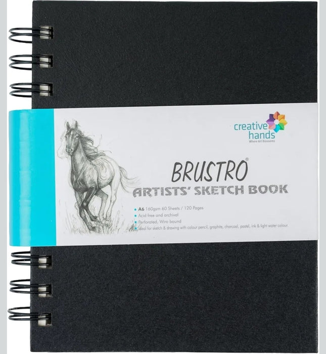 Brustro Artist's Small Wiro Bound Sketch Book | A6 Size, 120 Pages, 160 GSM
