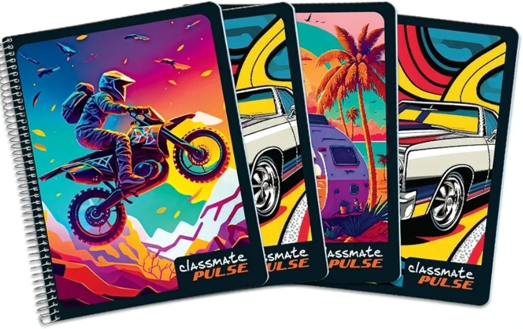 Classmate Pulse Single Subject Spiral Notebook (Pack of 4 Single Line 180 Page)