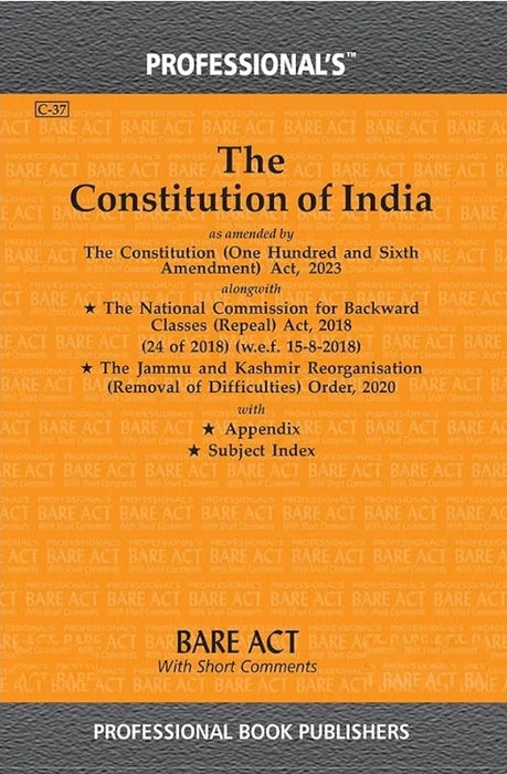Constitution of India Bare Act by Professional's as amended by Constitution Act, 2023
