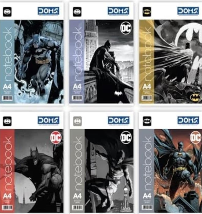 DOMS Single Line Notebook | A4 DC Series| BATMAN Series|  172 Pages  Pack of 6