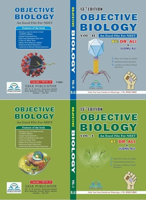 Dr. Ali Objective Biology Vol 1 & 2, NEET Guide Book by Dr. Ali & Jugnu Ali, 13th Edition, SASA Publication