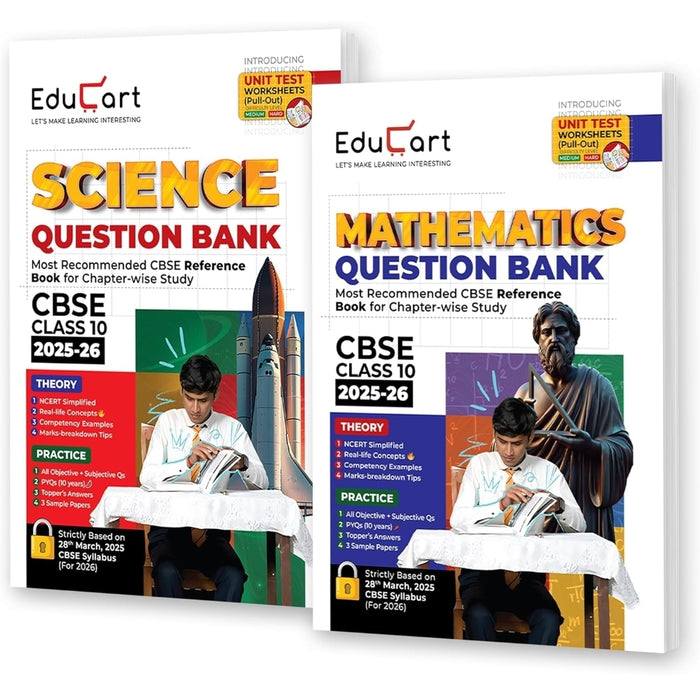 Educart CBSE Question Bank Class 10 Bundle - Science and Mathematics on New Syllabus 2025-26
