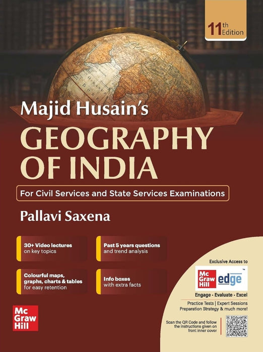 Geography of India, 11e for UPSC CSE 2025-26 by Majid Husain and Pallavi Saxena | Solved Previous Years' Questions (PYQs) till 2024 | Colourful Maps,Graphs, Charts & Tables | Learning tricks, Quick Revision boxes & Trend analysis