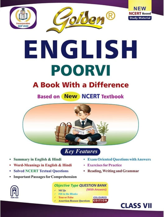 Golden English Study Material Based on NEW NCERT Poorvi For Class 7 | For CBSE 2026 Board Exams