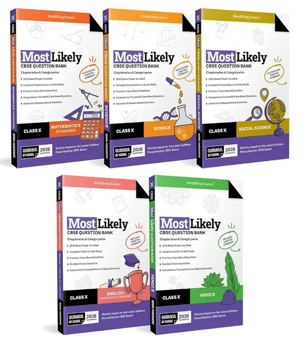 Gurukul by Oswal Most Likely CBSE Question Bank Class 10 Bundles (Set of 5) : Maths, Science, English, Hindi-A & Social Science for Exam 2026