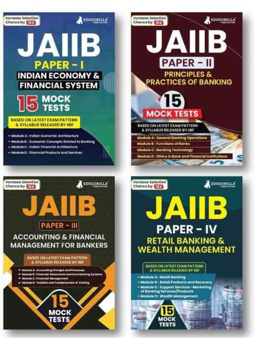 JAIIB 2024 (Combo of Paper 1, 2, 3 & 4) | 6000+ Solved Questions for Indian Economy & Indian Financial System, Principles and Practices of Banking, Ac
