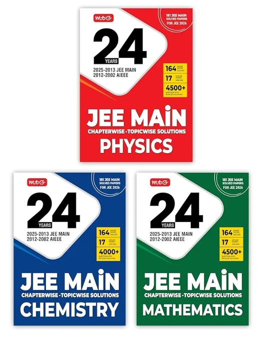 MTG 24 Years JEE MAIN (2025-2002) Chapterwise Topicwise Previous Years Solved Papers Physics, Chemistry & Mathematics PYQ Book For 2026 Exam | 181 JEE