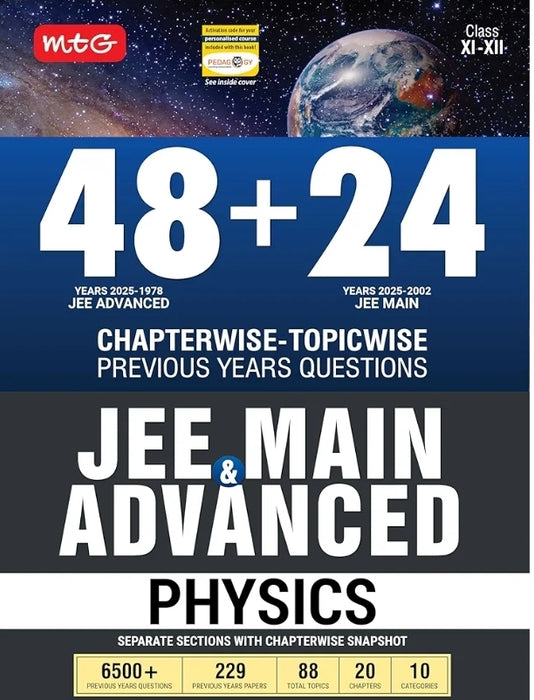 MTG 48 + 24 Years JEE Main (2025-2002) and JEE Advanced (2025-1978) Chapter-wise Topic-wise Previous Years Solved Papers Physics Book | PYQ Question B