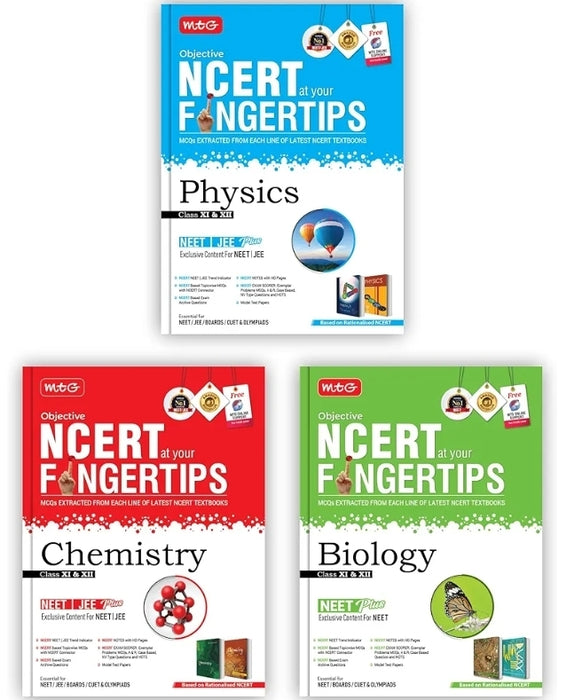 MTG Objective NCERT at your FINGERTIPS Physics, Chemistry & Biology (Set of 3 Books) - NCERT NEET/JEE Trend Indicator, Notes with HD Pages, Exam