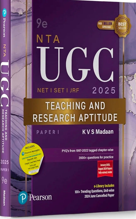 NTA UGC NET Teaching and Research Aptitude book by Pearson on a purple background