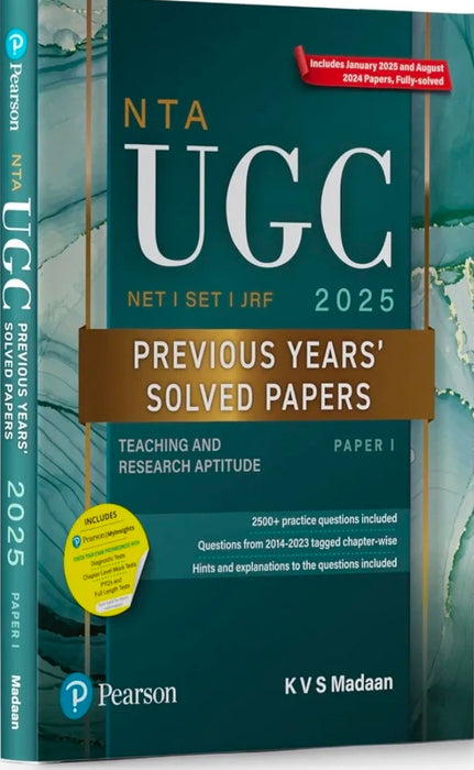 Pearson NTA UGC NET SET, JRF Paper 1 Previous Years' Solved Papers (edition -2025) | (Teaching and Research Aptitude) | Includes January 2025 & August