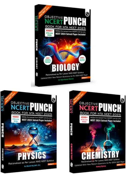PW NCERT Punch Physics, Chemistry and Biology Set of 3 Books Combo for Competitive Exams (NEET and CUET) | Includes A&R and Statement Type Questions