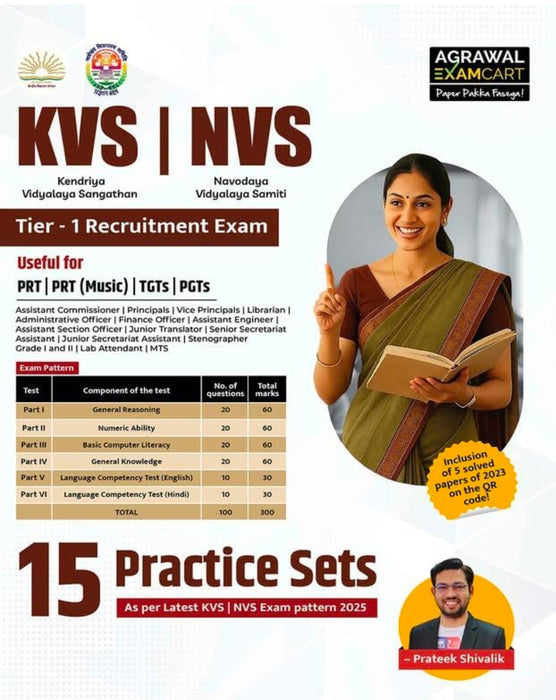 Examcart KVS & NVS Tier-1 Recruitment Exam Book 2025 By Prateek Shivalik | Latest Exam Pattern Based 15 Practice Sets & Includes 5 Solved Papers | For KVS PRT, TGT, PGT Exams & More (English Medium)