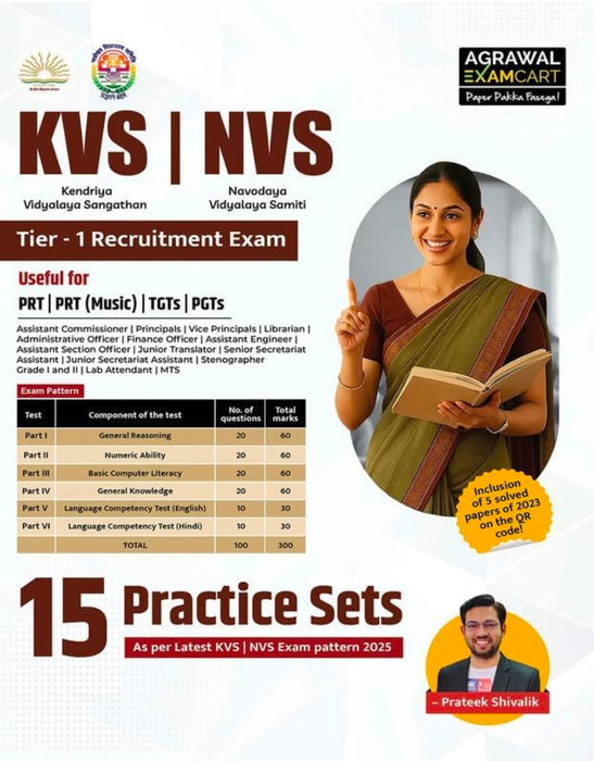 Examcart KVS & NVS Tier-1 Recruitment Exam Book 2025 By Prateek Shivalik | Latest Exam Pattern Based 15 Practice Sets & Includes 5 Solved Papers | For KVS PRT, TGT, PGT Exams & More (English Medium)