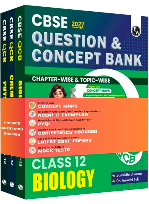 CBSE Question & Concept Bank (QCB) Class 12 Physics, Chemistry, Biology COMBO Set of 3 Books Chapterwise & Topicwise Solved Questions