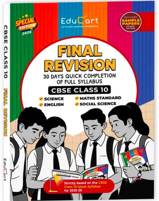Educart CBSE Class 10 Final Revision Book 2026 - Mathematics + Science + Social Science + English (30 Days Quick Completion of Full Syllabus for 2025-26 Exam)