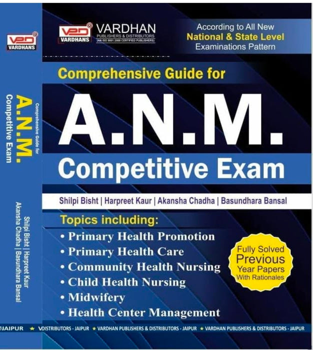 Vardhan's Comprehensive Guide for ANM Competitive Exam with Fully SOlved PYQs for 2025 Exams