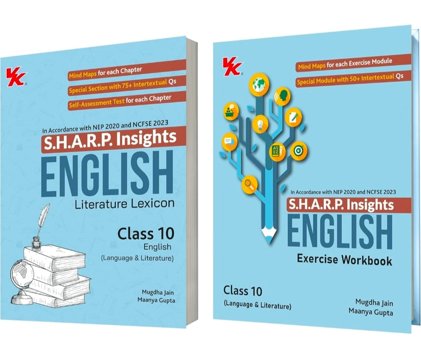 S.H.A.R.P. Insights for CBSE Class 10 English Language and Literature Lexicon & Exercise Workbook (Set of 2) by Mugdha Jain (BITS Pilani, IIM-A) & Maanya Gupta (IIM-A) - Edition (2025-26