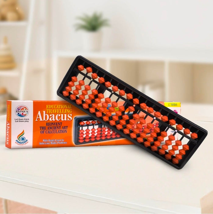 Ratna's Educational Abacus 17 Rod Brown Colour, Enhances Counting & Mathematics Skills, Abacus Tool for Kids 3+ Years