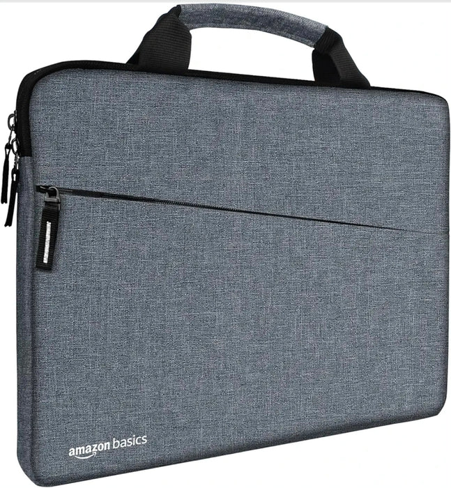 Amazon Basics Laptop Bag Sleeve Case Cover Pouch with Handle for Men & Women | 15.6 Inch Laptop with Padded Laptop Compartment | Zipper Closure | Water Repellent Nylon Fabric (Grey)