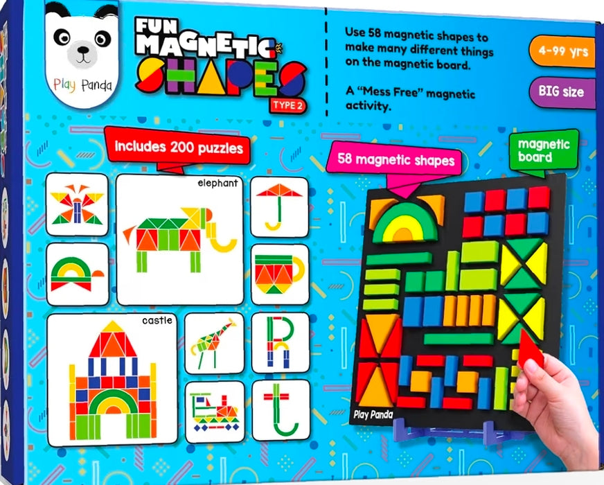 Play Panda Magnetic Puzzle Set for Kids 4+ Years | 58 Shapes & 200 Patterns | Pattern Matching Educational Toy