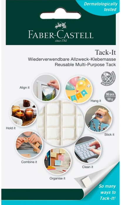 Green Tack-It Reusable Adhesive 90 Pieces 50g | Multipurpose Sticky Tack for Posters, Charts, Decorations & Craft Work | Removable Mounting Adhesive for Home, Office & School