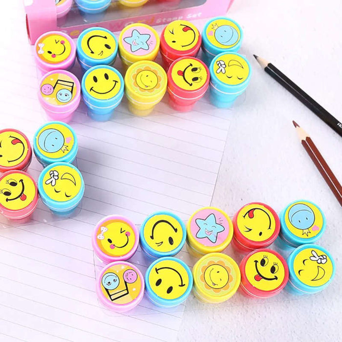 Emojis Stamp for Kids Educational Children's Emoji Stamp Learning & Play Art &Craft School Stamping Set for Girls & Boys (1 Pack of 10 Pieces) - eLocalshop