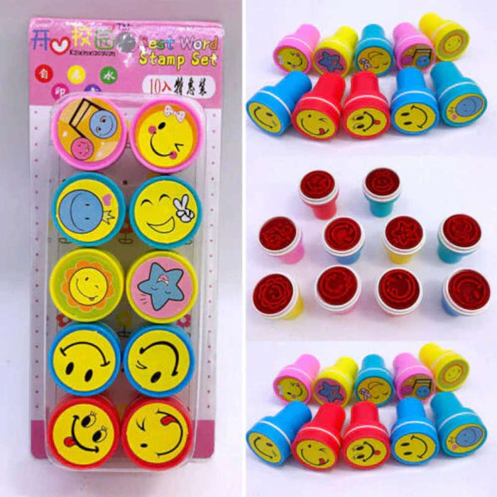 Emojis Stamp for Kids Educational Children's Emoji Stamp Learning & Play Art &Craft School Stamping Set for Girls & Boys (1 Pack of 10 Pieces)