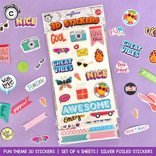 3D Stickers Fun Theme
(Set of 4 Sheets) - eLocalshop