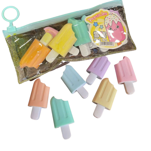 Ice Cream Stick Popsicle Shape Ice Cream Highlighter Set Of 6 Pastel Shades - eLocalshop