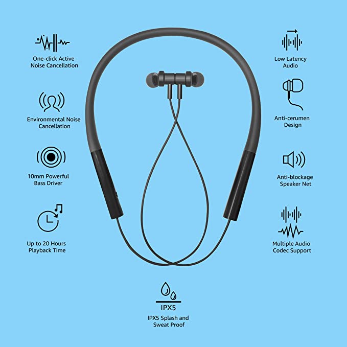 Mi Neckband Pro Bluetooth Wireless in Ear Earphones with Mic, with Dual Noise Cancellation