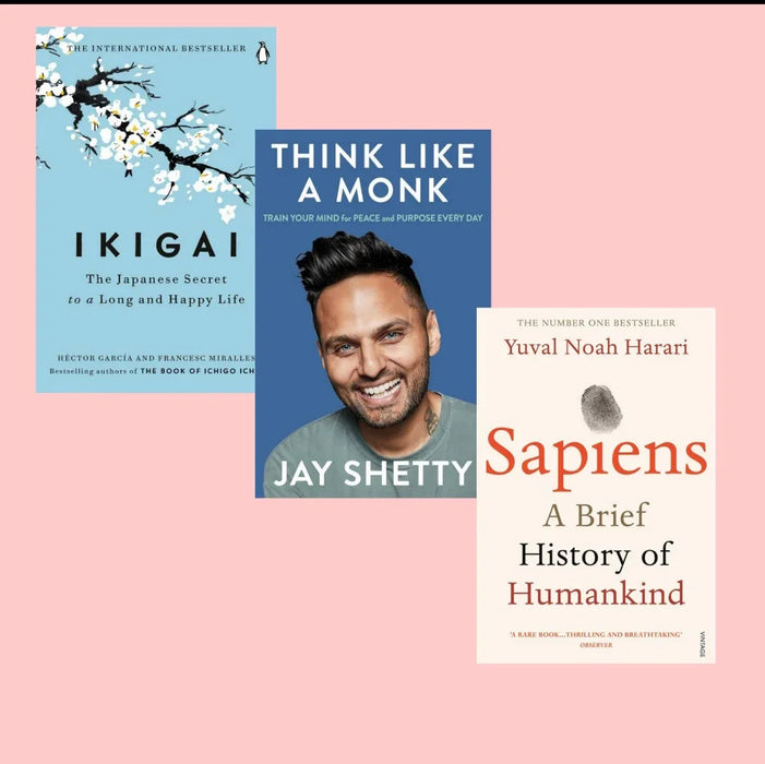 Books Combo (Ikigai, Think Like A Monk, Sapiens)- Paperback - eLocalshop