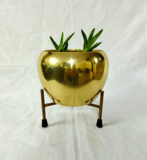Metal Planter Pot with stand for Indoor Plants & Flowers Table Top Planter for Living Room, Home Decor Decorative Pots - eLocalshop