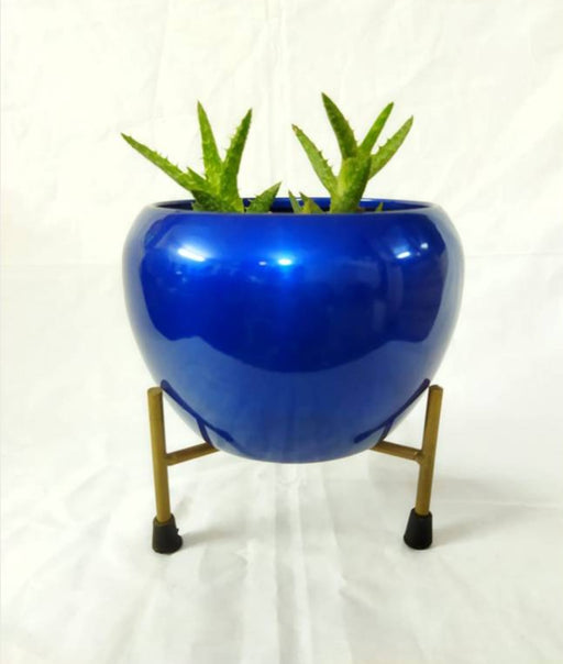 Metal Planter Pots with Stand (Blue) - eLocalshop