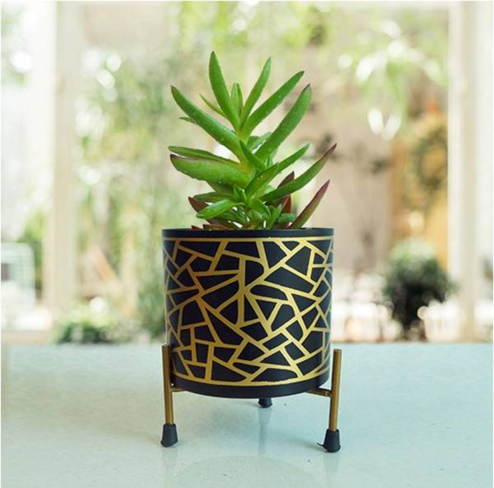 Decorative Metal Planter Pot with stand (Set of 1)