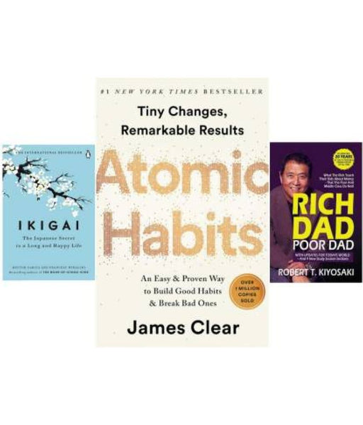 Ikigai + Atomic Habits + Rich Dad Poor Dad (Paperback) - eLocalshop