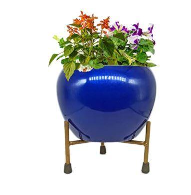 Metal Planter Pots with Stand (Blue)